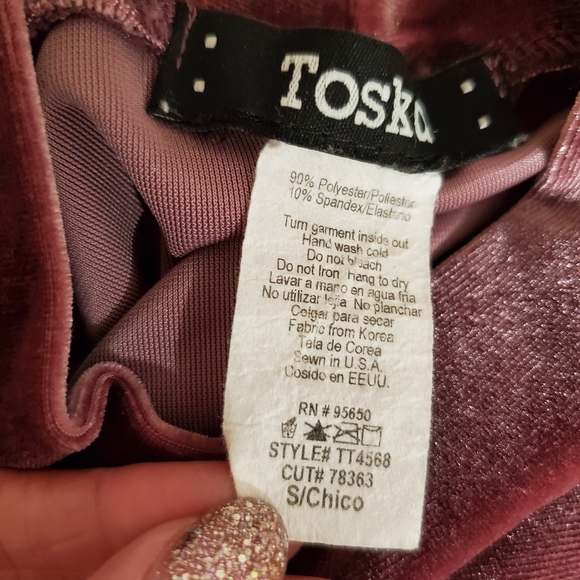 Toska Mock turtleneck cold shoulder top bell fairy sleeve rose mauve sz.Sm - Picture 5 of 5